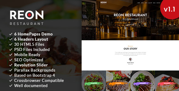 Reon Restaurant - ThemeForest 22865583