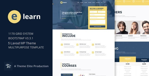E Learn Onepage Bootstrap Education WordPress Theme By Vergatheme