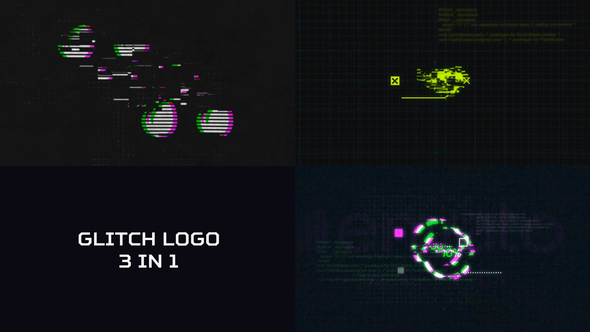 Glitch Logo 3 in 1 Logo Stings template preview