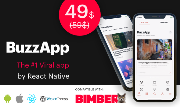 BuzzApp - Viral Magazine WordPress app by React Native (CeNews) - CodeCanyon Item for Sale