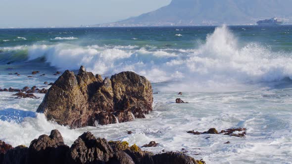 Scenic View of Waves at Ocean Cape Town South Africa alt