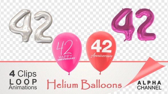 42 Anniversary Celebration Helium Balloons Pack