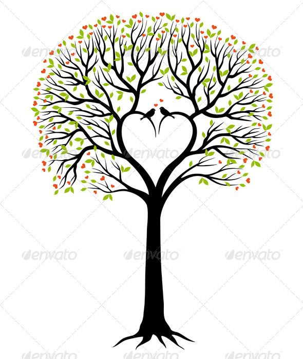 Download Love Tree With Heart And Birds, Vector by amourfou | GraphicRiver