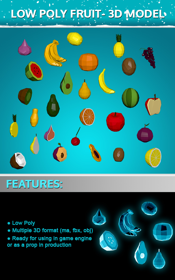 Low Poly Fruit - 3Docean 23180955