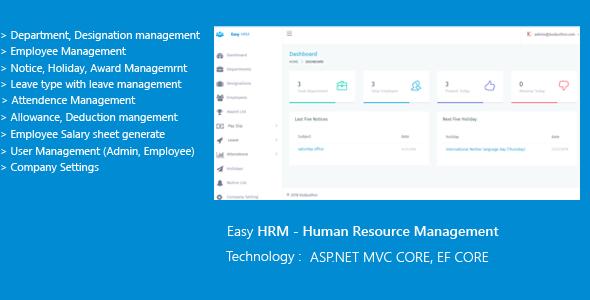 Easy HRM - Human Resource Management ASP.NET CORE EF CORE