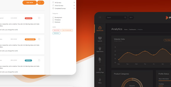 Piaf - Vuejs Admin Dashboard