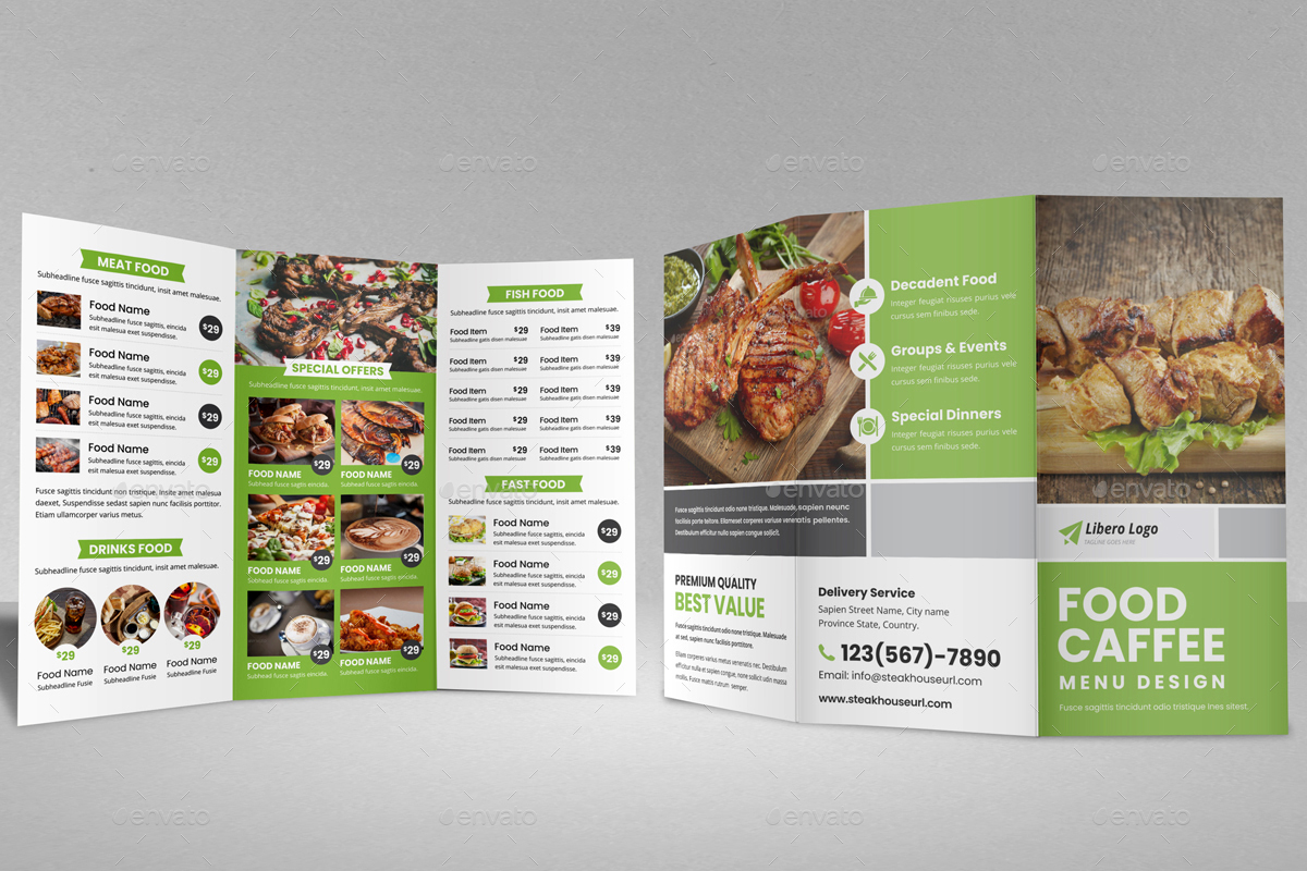 Food Restaurant Trifold Brochure v2, Print Templates | GraphicRiver