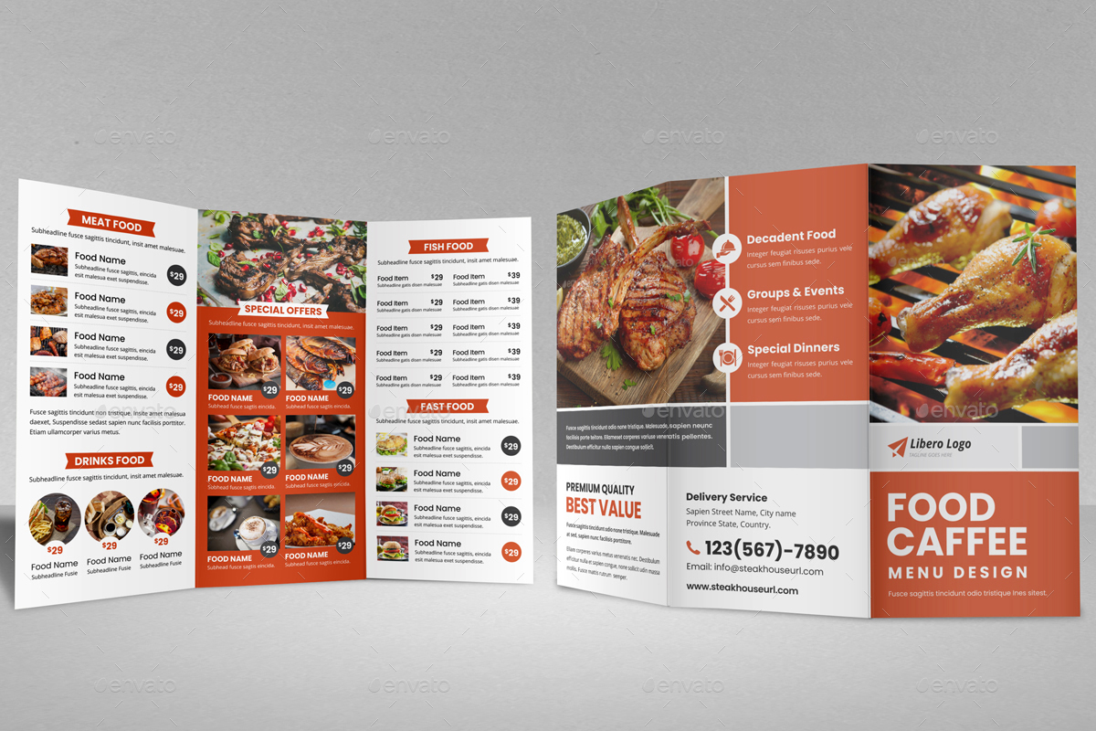 Food Restaurant Trifold Brochure v2, Print Templates | GraphicRiver