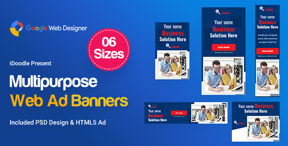 Multi-Purpose Banners HTML5 D52 - GWD & PSD