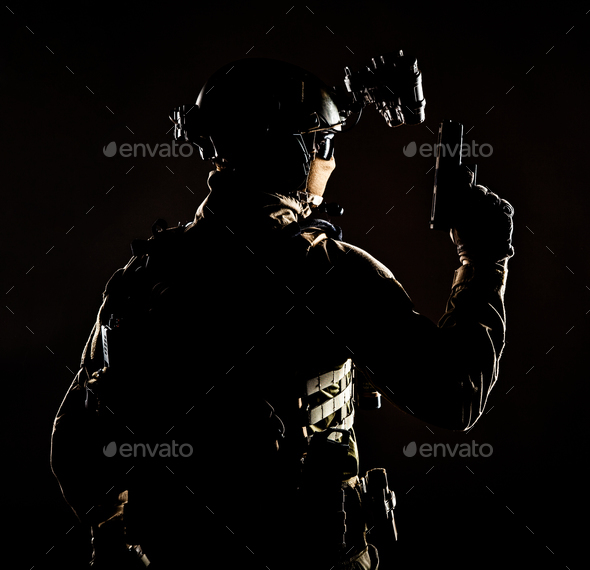 Special forces soldier on secret night operation - Stock Photo - Images