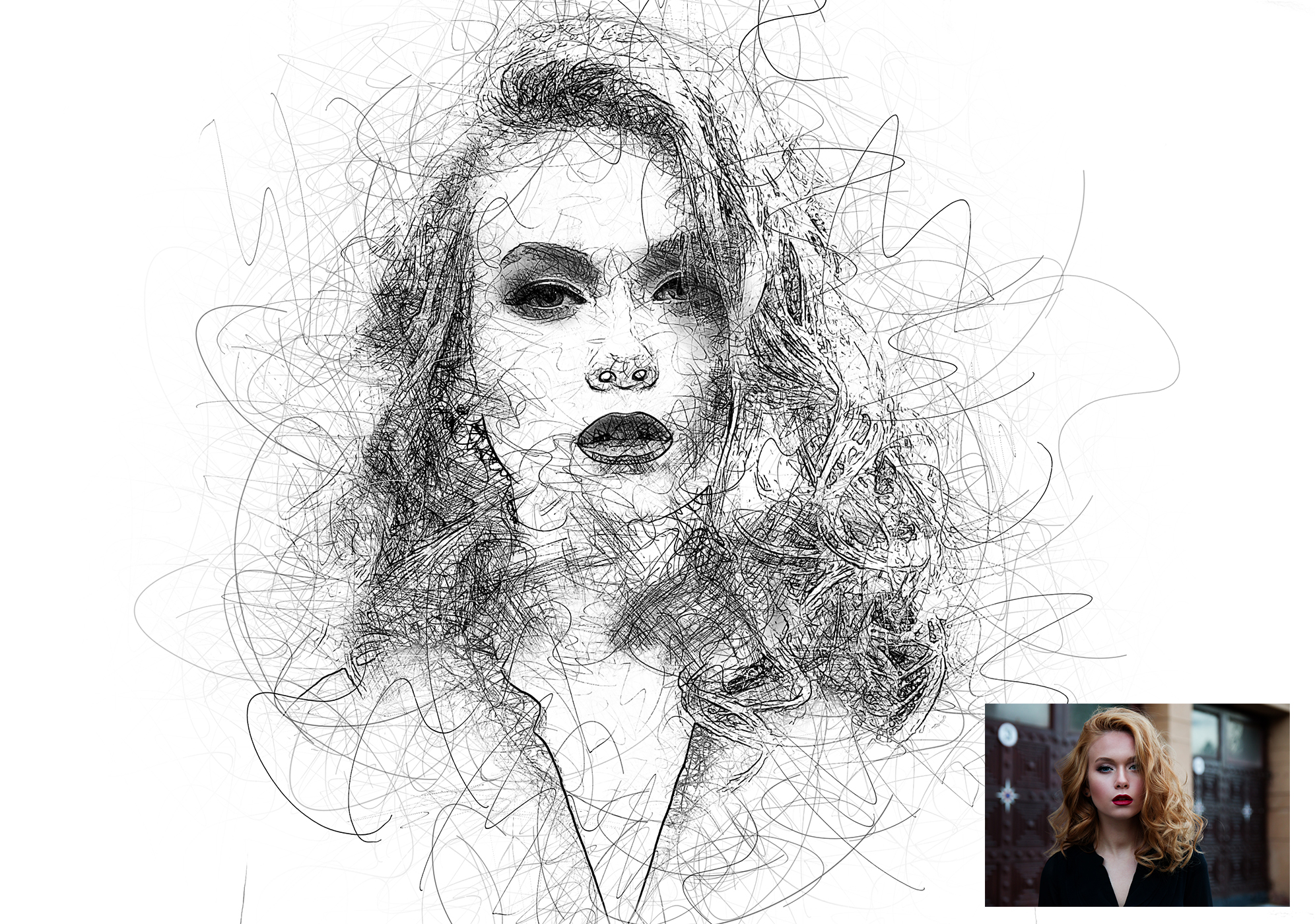 Portrait Scribble Sketch Art Photoshop Action