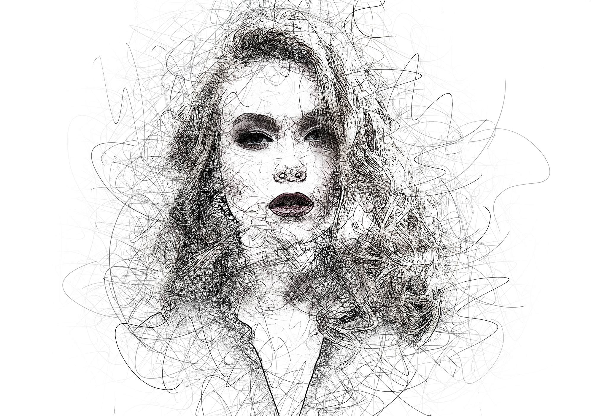 Portrait Scribble Sketch  Art  Photoshop Action by rojdark 