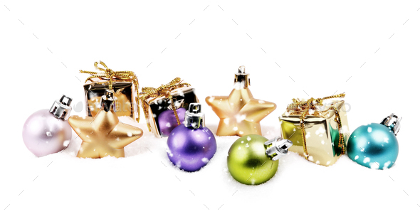 Small Christmas Decoration Items In Snow Stock Photo By Anterovium Christmas Decoration Items In Snow