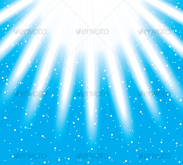 Vector snowflakes descending on a path of light ra - Backgrounds Decorative