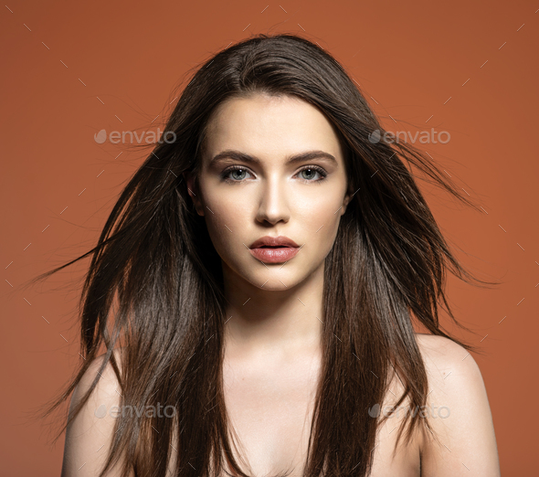 Beautiful Model With Long Straight Hair Stock Photo By Valuavitaly