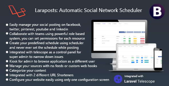 Larapost - Social Scheduling Platform(Facebook, Twitter, PInterest, LinkedIn, Youtube)
