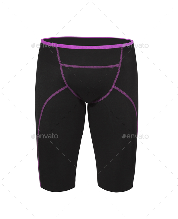 black tight cycling shorts isolated on white background