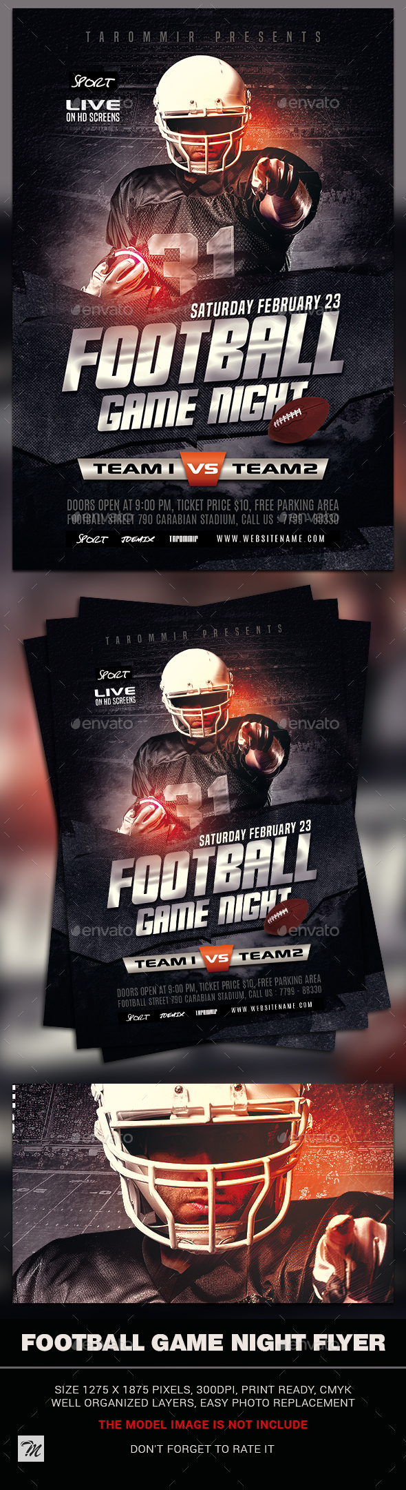 Football Game Night Flyer Template  Flyer, Flyer template, Flyer design  templates