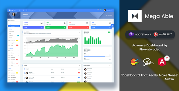 alt= Mega Able Bootstrap 4 & Angular 7 Admin Dashboard Template by phoenixcoded