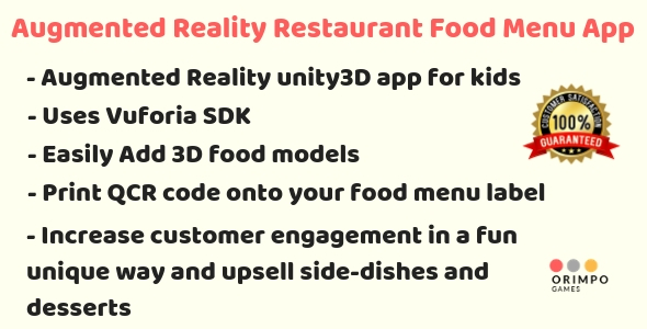Augmented Reality Restaurant Food Menu App - Unity3D project + Android Studio Project + APK - CodeCanyon Item for Sale