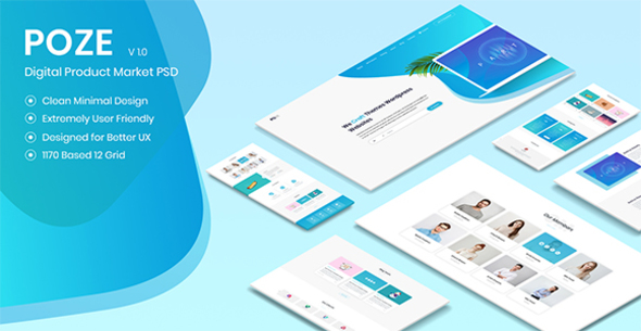 Poze - Membership Based Digital Product Selling Marketplace PSD Design