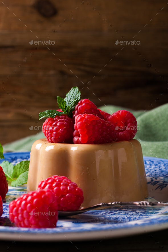 Italian dessert coffee panna cotta - Stock Photo - Images