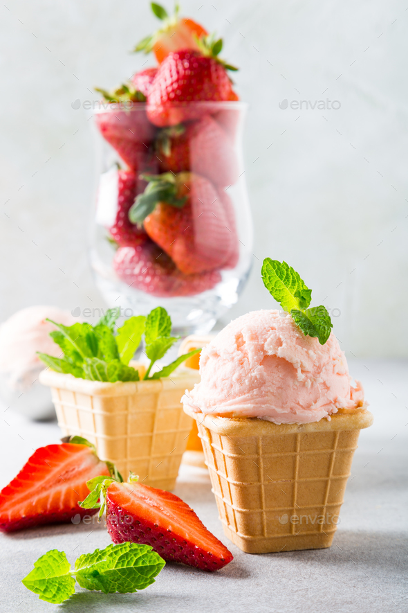 Strawberry Ice Cream Waffle Cone Mug