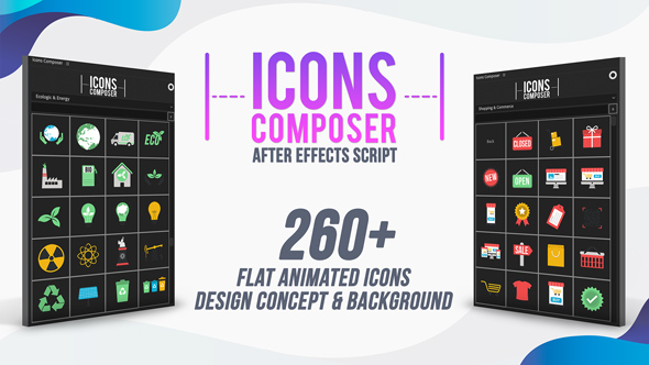 Icons Composer Script / Flat animated icons / Design concepts and backgrounds