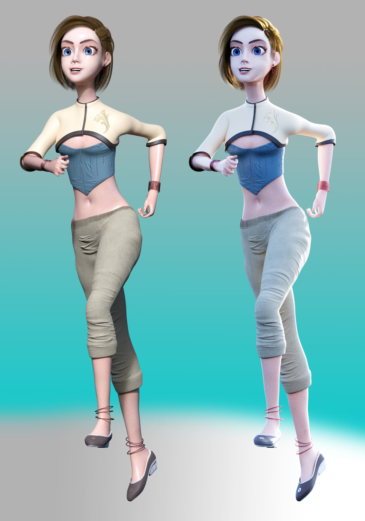 Marry Rigged Female Character in Blender Supports Unity Unreal by GeekyGreenOwl