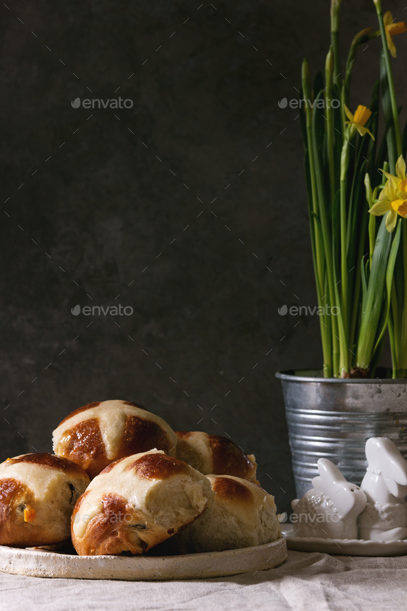 Easter hot cross buns - Stock Photo - Images