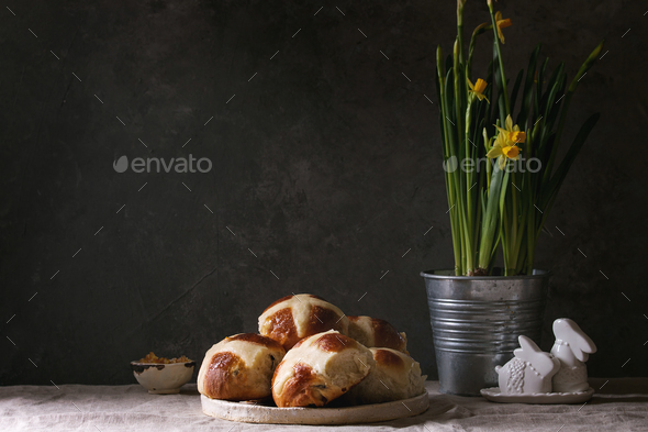 Easter hot cross buns - Stock Photo - Images
