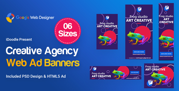 Creative, Startup Agency Banners HTML5 Ad D40 - GWD & PSD