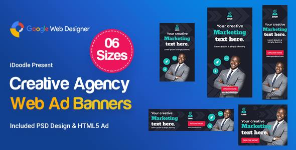 Creative, Startup Agency Banners HTML5 Ad D61 - GWD & PSD