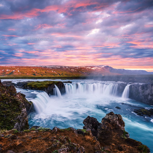 Godafoss waterfall on Skjalfandafljot river Stock Photo by ivankmit