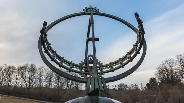 Vigeland Park Sundial With People Walking Around - Sculpture At Frogner Park In Oslo, Norway. - hype alt