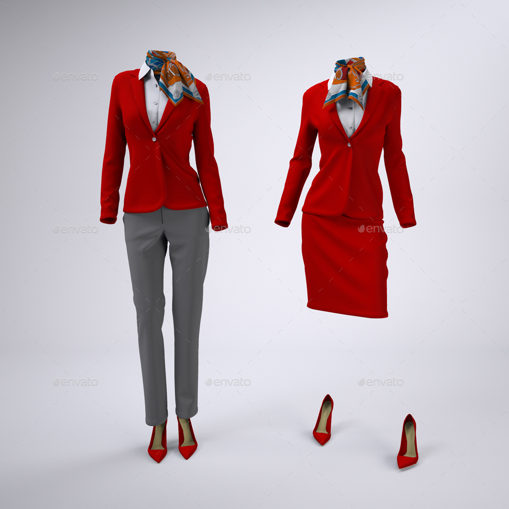 Download Airline Cabin Crew or Hotel Staff Uniforms Mock-Up by Sanchi477 | GraphicRiver