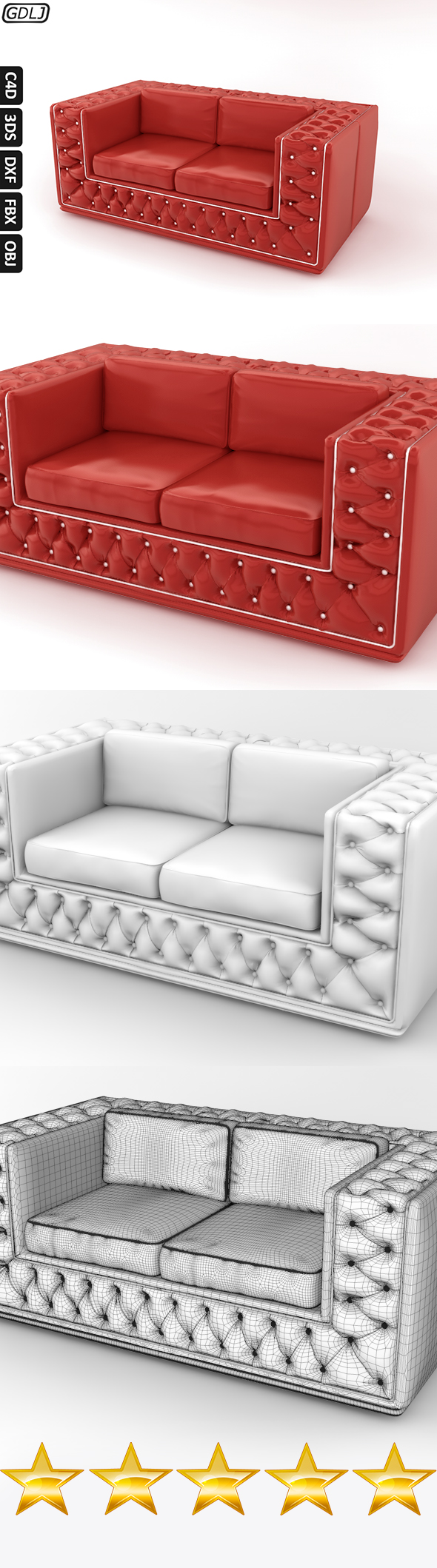Fashionable leather sofa - 3Docean 23271742