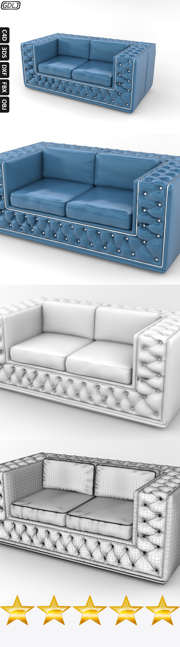 Fashionable leather sofa - 3Docean 23271747