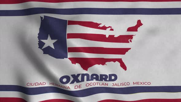Flag of Oxnard City California United States Waving at Wind alt