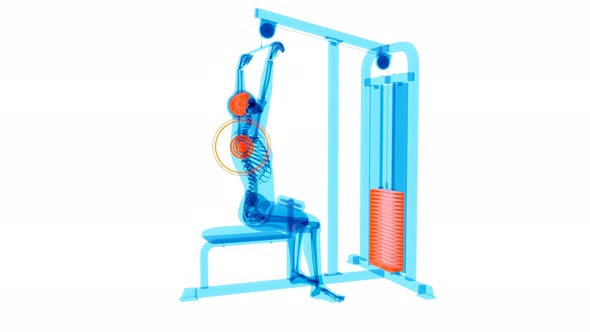 Abstract 3D art of a man on the Lat pulldown machine alt