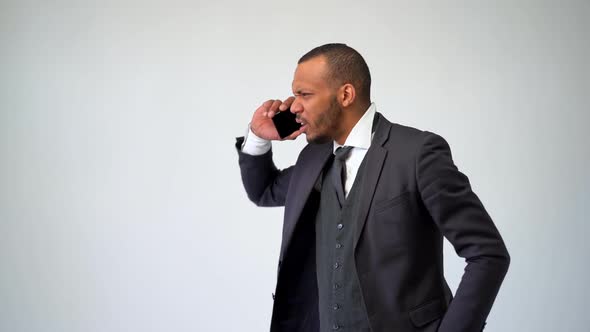 Professional African-american Business Man Talking on Mobile Phone alt
