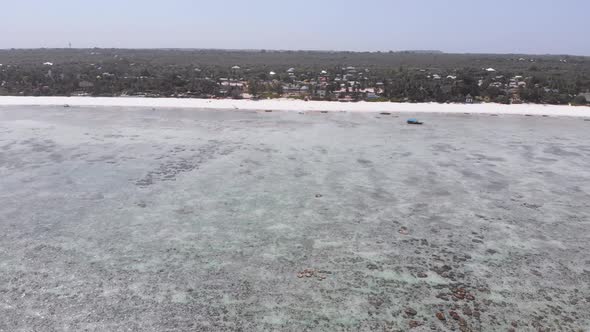 Ocean at Low Tide Aerial View Zanzibar Shallows of Coral Reef Matemwe Beach alt