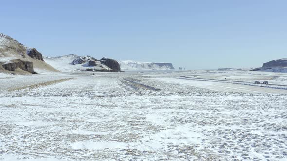 Wild Icelandic Horses in Snowy Conditions With Beautiful Iceland Landscape alt