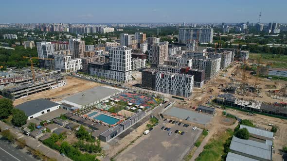 Drone Aerial View Cityscape Modern Building Residential Complex Nice Town alt