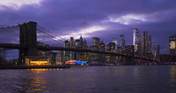 View of Manhattan New York City and Brooklyn Bridge United States of America