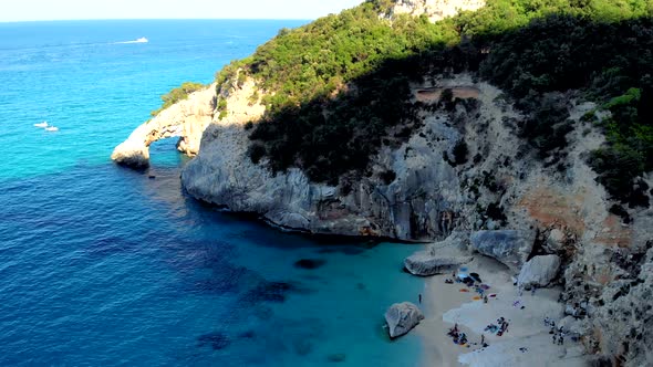 Golfo Di Orosei Sardina View From Above Stunning Aerial View of Beach Full of Beach Umbrellas and alt