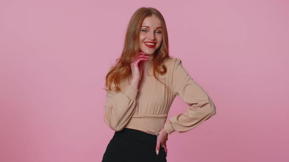 Smiling Brunette Happy Girl Blinking Eye Looking at Camera with Toothy Smile Winking and Flirting alt