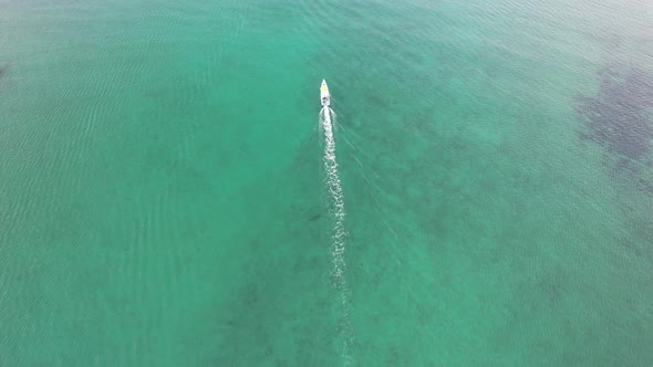 Aerial Boat on tropical Beach alt
