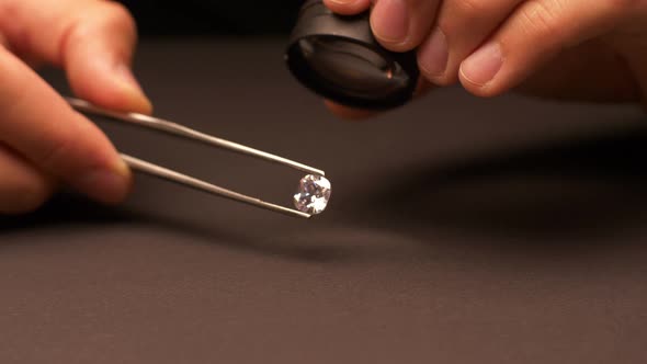 Close Up of Examining Diamond