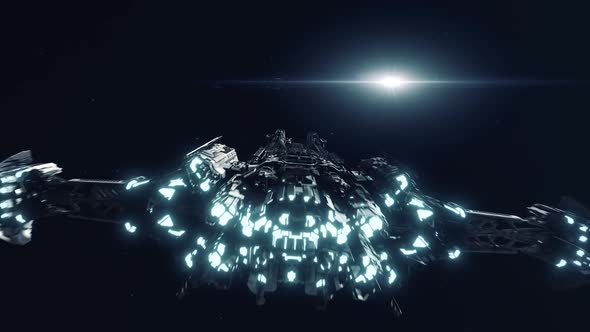 Large Future Spaceship Flying Away Through the Stars
